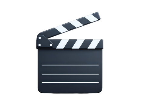 Classic film clapperboard used in movie production, featuring black body with white stripes and lines for scene details. This iconic symbol represents art of filmmaking and creativity