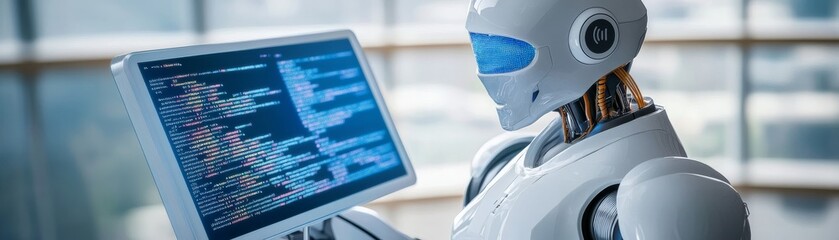 AI Robot Coding Futuristic Tech and Development, Robotics , AI