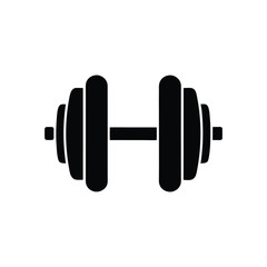 Silhouette of dumbbell isolated on white background
