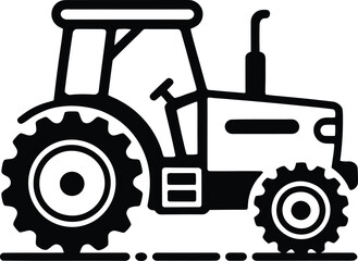 Classic agricultural tractor with large rear wheels and front wheels depicted in a bold black silhouette