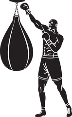 Boxer training solo with a speed bag. A minimalistic and powerful design for gym decor, sports gear branding, or fitness materials.