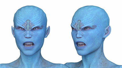 男性エイリアンの顔　3DCGレンダリング