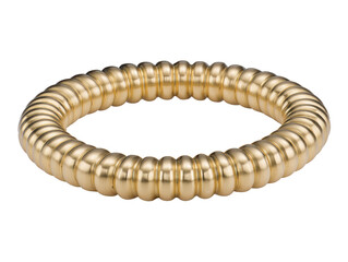 Obraz premium Shiny gold bangle bracelet featuring unique ribbed design, perfect for adding touch of elegance to any outfit. This accessory is versatile and stylish, suitable for various occasions