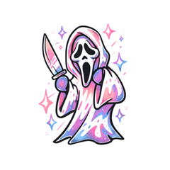 Gothic and Pastel Ghostface from Scream with a Galaxy Effect