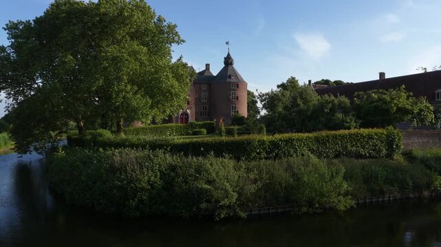 ammersoyen, Medieval castle, Ammerzoden, The Netherlands. Historic monument and building.