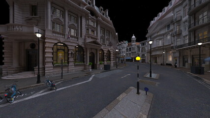 Obraz premium 石畳のある街かど 3DCGレンダリング 