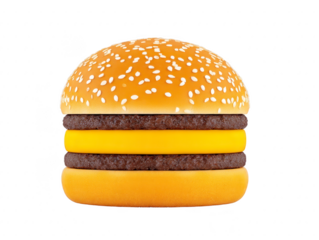 Delicious burger featuring sesame seed bun, two layers of cheese, and thick patty, perfect for satisfying cravings and evoking joy