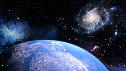 地球と宇宙空間　3DCGレンダリング