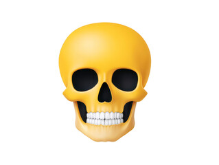 Fototapeta premium Vibrant yellow skull emoji with cheerful expression, featuring black eye sockets and wide smile, perfect for conveying playful or spooky theme