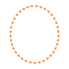 circular orange halloween skull frame, illustration on transparent background