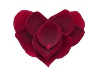 Beautiful red rose petals arranged in heart shape create romantic and elegant display, perfect for expressing love and affection on special occasions