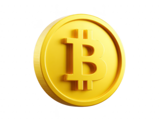 Shiny gold coin featuring prominent Bitcoin symbol, representing digital currency and investment opportunities. This captures essence of cryptocurrency and modern finance