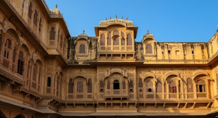 Obraz premium Ancient Indian Palace Courtyard