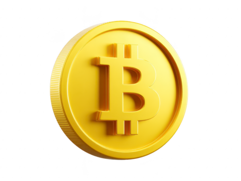Shiny gold coin featuring prominent Bitcoin symbol, representing digital currency and investment opportunities. This captures essence of cryptocurrency and modern finance
