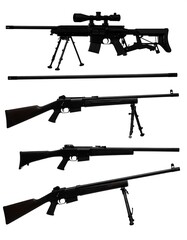 Silhouette of various rifles