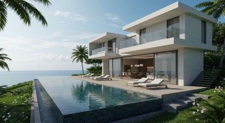 Fototapeta premium Modern villa by the ocean