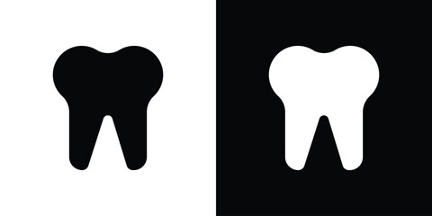 Tooth icon flat simple. icon set in silhouette