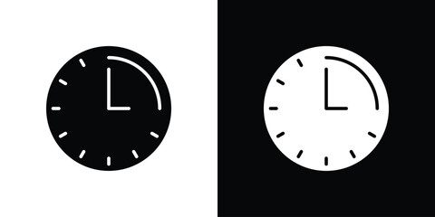 Time quarter past icon flat simple. icon set in silhouette