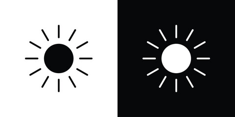 Sun icon flat simple. icon set in silhouette