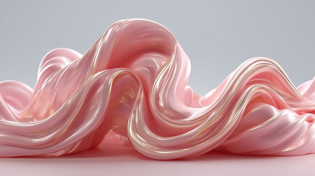 soft pink ribbon wave on white background with elegant minimal curves