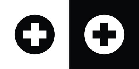 Plus icon flat simple. icon set in silhouette