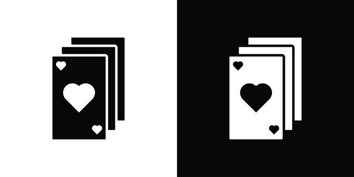 Playing cards icon flat simple. icon set in silhouette
