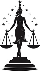 Woman holding scales, celestial