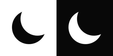 Moon icon flat simple. icon set in silhouette