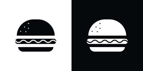Hamburger icon flat simple. icon set in silhouette