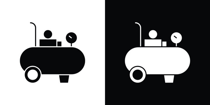 Compressor icon flat simple. icon set in silhouette