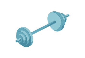 Flat style barbell sticker with weight plates, ideal for sport, gym, and fitness. Essential for training and weightlifting. Strength symbol equipment with disc focus in a minimal professional design.