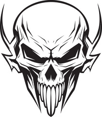 Fierce Skull Horned Icon Vector Black Horned Skull Darkness Logo Design