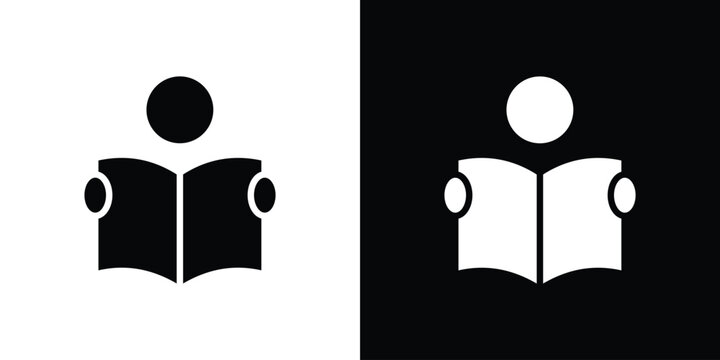 Book open reader icon flat simple. icon set in silhouette