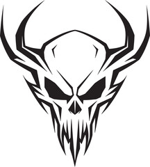 Horned Skull Shadow Vector Black Logo Skullhead Horned Fiend Black Icon