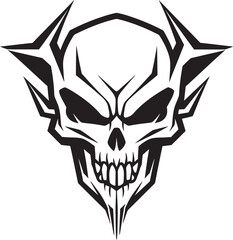 Skullhead Horned Fearsome Logo Art Devilish Skull Horns Black Vector Icon