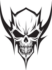 Skull Horned Malevolent Black Icon Sinister Skullhead Horned Logo Art