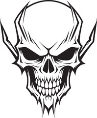 Fototapeta premium Horned Skull Menacing Vector Design Skull Horned Malevolent Black Icon