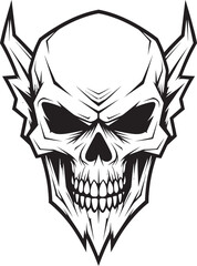 Malevolent Skullhead Horned Logo Skullhead with Devil Horns Vector Art