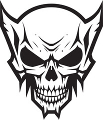 Wicked Skull Horned Shadow Emblem Horned Skull Darkness Vector Black Icon