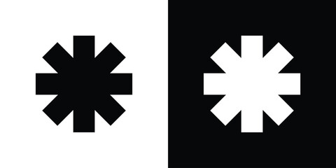 Asterisk icon flat simple. icon set in silhouette