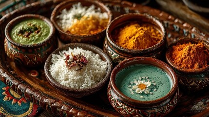 Traditional Indian feast in tricolor theme celebrating national holiday