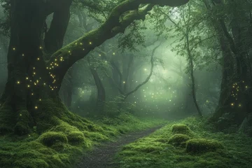 Wanddecoratie Sprookjeswereld A mystical forest is the dreamland landscape produced by generative ai  © Artem
