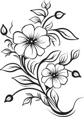 Sophisticated Floral Vector Black Icon Floral Decorative Motif Black Vector Emblem