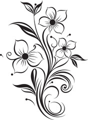 Floral Swirl Design Element Black Logo Artistic Floral Icon Vector Black Design