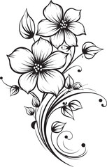 Elegant Petal Decorative Logo Vector Art Black Floral Ornament Vector Design Element