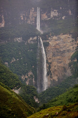 Gocta Waterfalls, one of the tallest waterfalls in the world, located in the Amazonas region of...
