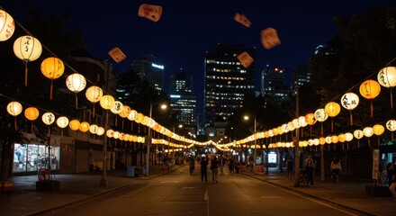 Fototapeta premium Illuminated street at night (1)