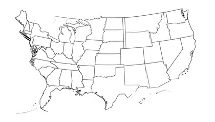 USA States Outline Map