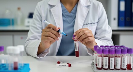 Medical professional working with blood samples