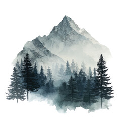 Fototapeta premium Misty mountain landscape within a stylized frame